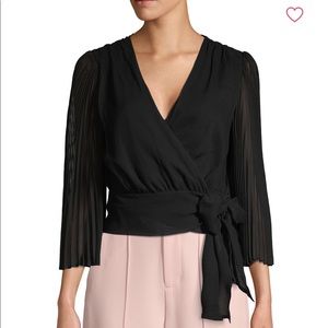 Alice + Olivia Bray Pleated Sleeve Wrap Top